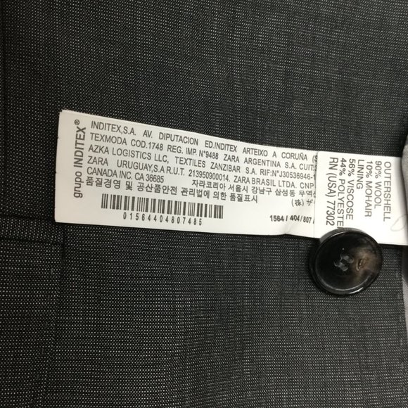 Zara Man 38 Mohair Wool Classic Fit Marzotto Gray sport coat jacket - Picture 7 of 7